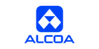 Logotipo de Alcoa, proveedor de aluminio utilizado en proyectos de cerrajería y carpintería en Madrid.