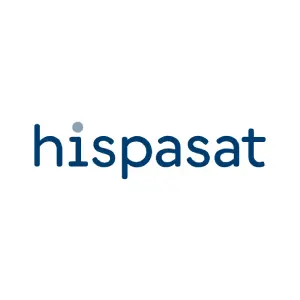 Logotipo de Hispasat, empresa tecnológica cliente de cerrajería y carpintería de aluminio en Madrid.