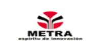 Logotipo de Metra, empresa innovadora en sistemas de aluminio para construcción.