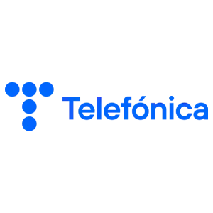 Logotipo de Telefónica, cliente líder en telecomunicaciones para cerrajería y carpintería de aluminio en Madrid.